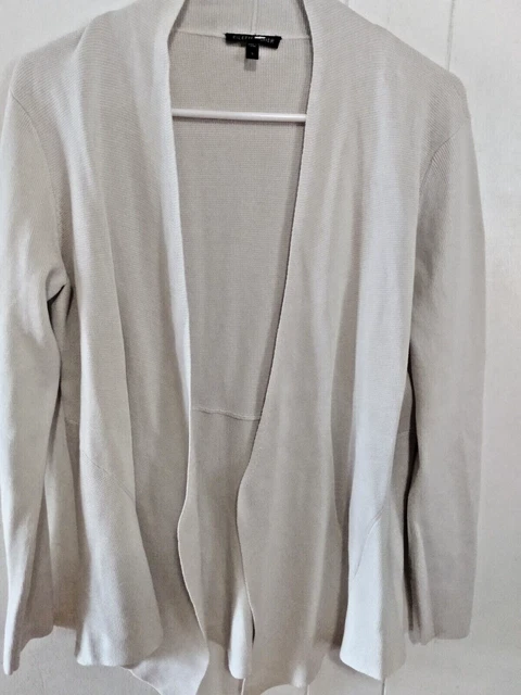 Eileen Fisher Woman Open Front Knit Cardigan Sweater Silk Cotton Blend Sz S/M