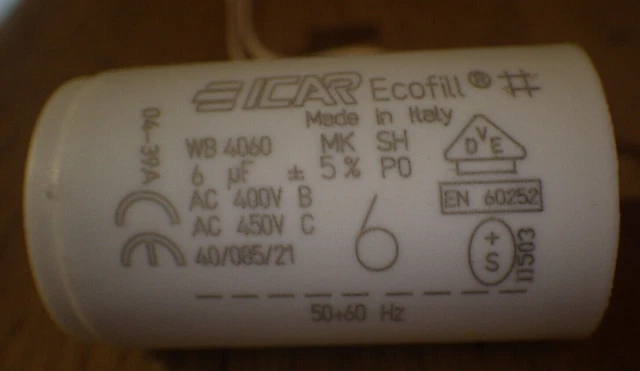 Condensateur 6µF 6uF moteur à cosses - Thermic & Co
