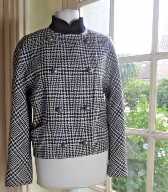 Blazer/giacca vintage ALLORO Houndstooth doppio petto lana tagliata 38 UK 10