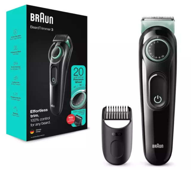 Braun Beard Trimmer Series 3 & Hair Clippers, With Lifetime Sharp Blades Easily