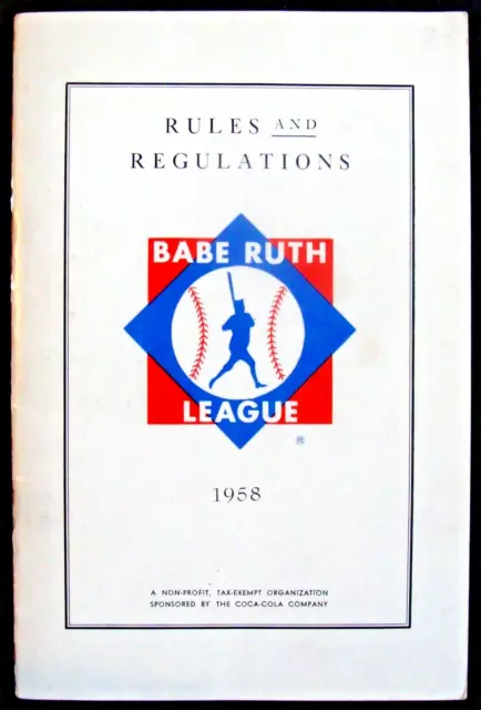 1958 Babe Ruth League Rules & Regulations Booklet Sponsored By Coca-Cola