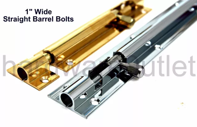 Barrel Bolt 1" Wide x 6 Lengths STRAIGHT BOLT Type for Door Security Cupboards 3