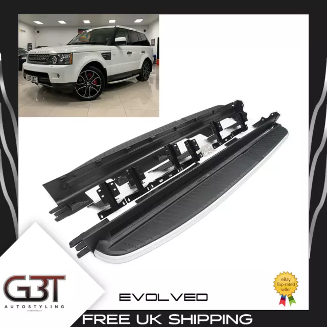 For Range Rover Sport L320 05-13 Oe Style Side Steps Running Boards Black/Silver