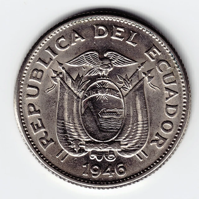 ECUADOR 1 Sucre 1946 KM78.2 Nickel 1-year type SCARCE in VERY HIGH GRADE !