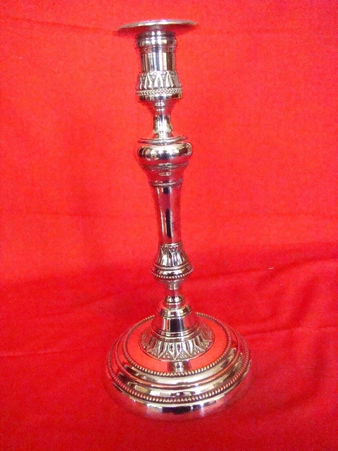 ANCIEN PAIRE BOUGEOIR, FLAMBEAU en BRONZE ARGENTÉ EPOQUE DIRECTOIRE
