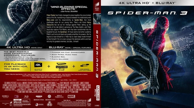 Spider-Man 3 (2007) 4K CUSTOM Cover W/ Empty Blu Case (No Discs) Tobey Maguire