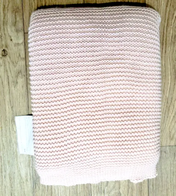 Ikea Light Pink INGABRITTA Blanket Throw Cozy Knit Cotton 51 x 67