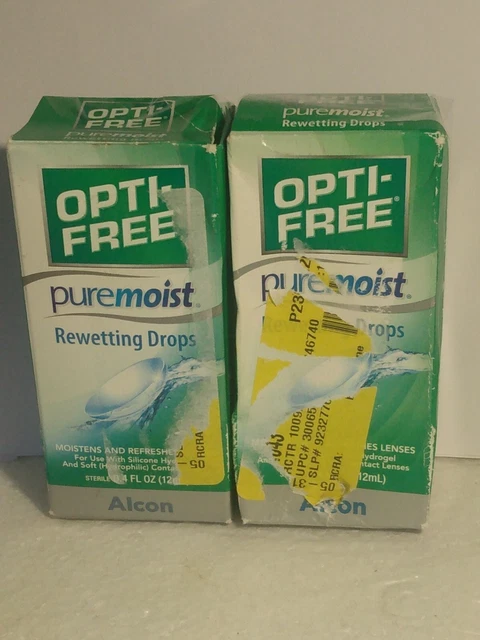 2 Pack OPTI-FREE Puremoist Rewetting Drops For Contact Lenses, .4 fl. Oz. 01/24
