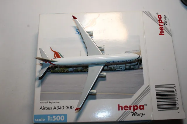Herpa Wings 1:500 Flugzeug 504638 Airbus A340-300 SriLankan OVP leichter Gilb