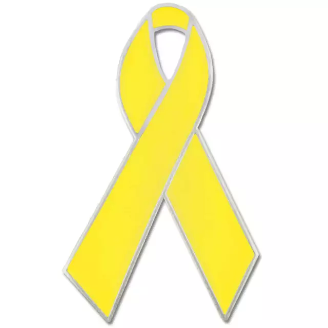 PinMart's Yellow Awareness Ribbon Enamel Lapel Pin