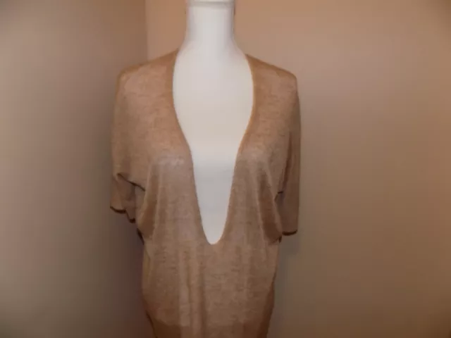 Women's NIC & ZOE Top Deep V Neck Size XL Tan Silk New