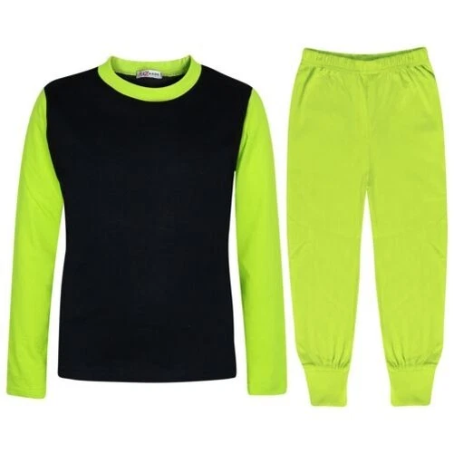 Bambine Ragazzi Pigiama Contrasto Calce Colore Tinta Unita Moda Set Età 2-13