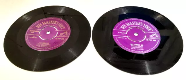 Elvis Presley's  2 X HMV 7"  45 POP 359 All Shook up GOLD&SILVER CASTLE CENTRES