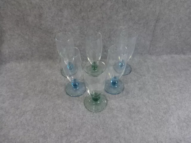 6 verres,flûtes à champagne luminarc,pieds colorés 2