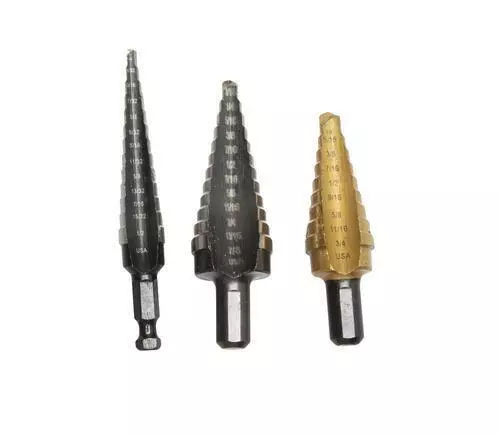 IRWIN Unibit 3 Piece Titanium Step Drill Bit Set #1(13) #3T(9) #4(12) Hole Sizes