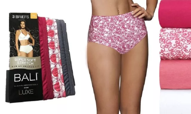 BALI LUXE SUPER Soft Stretch Cotton Briefs Panties with a Plush Waistband 3- Pack $9.99 - PicClick