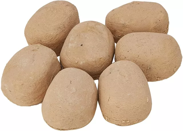 20 Beige Gas Fire Replacement Pebbles Coals Stones 60Mm Living Flame Made In Uk