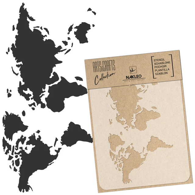 STENCIL RIUTILIZZABILE FAI da te A3 A4 A5 CRAFT MAPPA DEL MONDO