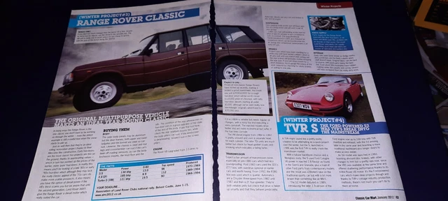 Turquoise Rover S Reg RANGE ROVER CLASSIC and TVR S reg E327WDV winter project article £3.91 ...