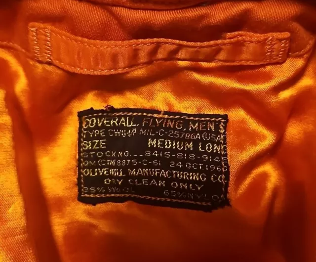 Original Vietnam War Era CWU-1/P Coverall Flying Orange Men's 60s Medium Long 2