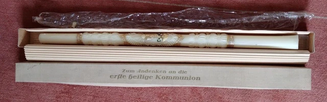 sehr alte Kommunionkerze im Originalkarton ca. 63 cm
