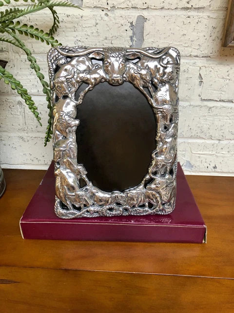 NEW Arthur Court Photo Frame 4 x 6 Longhorn 1993 Bulls Cows Ranch Texas NIB