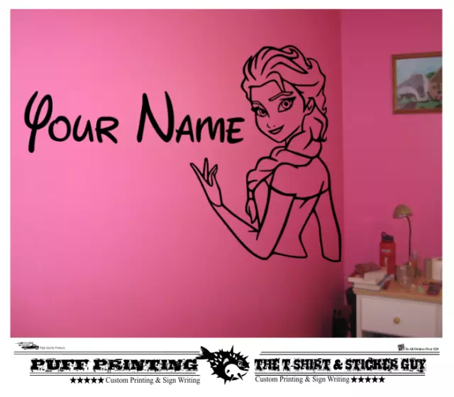 Large Personalized Frozen  Dis ney Wall Art Stickers - Girls Bedroom  Elsa -