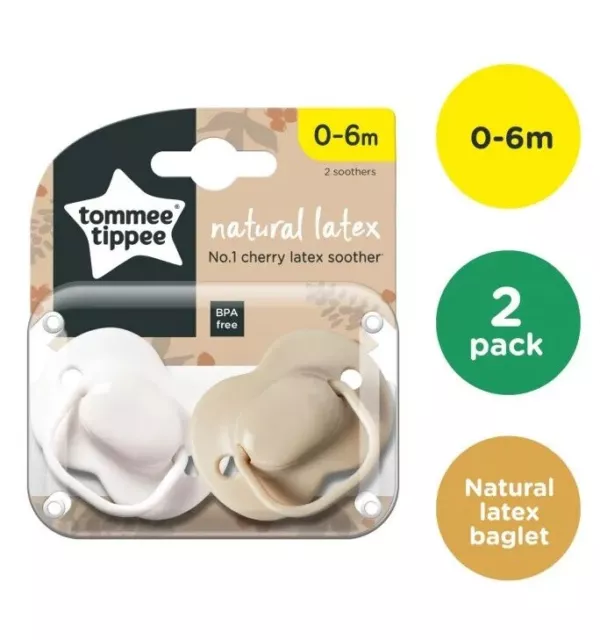 Tommee Tippee Cherry Latex Super Soft Comfort and Safety Soothers 0-6 M X 2