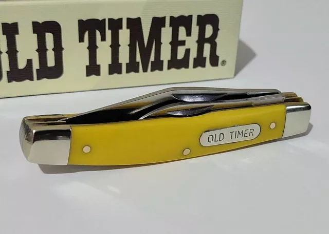 VINTAGE YELLOW OLD Timer Hunting Pocket Knife 2 Blade Schrade N.i.b ...