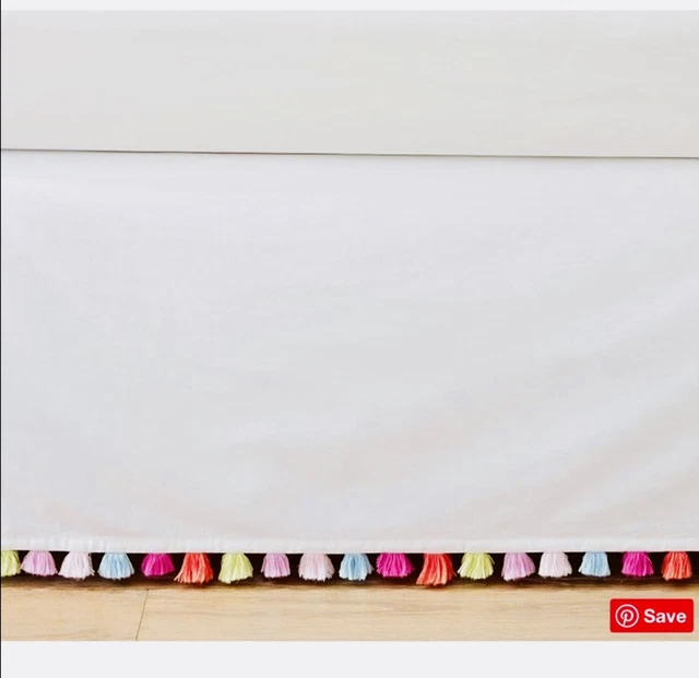 NUEVA Falda Cama Cerámica Granero Brillante Pom Pom Borla Doble