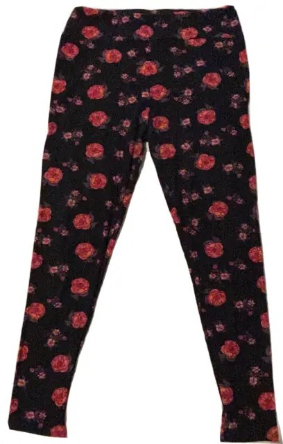 LuLaRoe Black Background w/Red Flowers Buttery Soft Leggings – Tall & Curvy