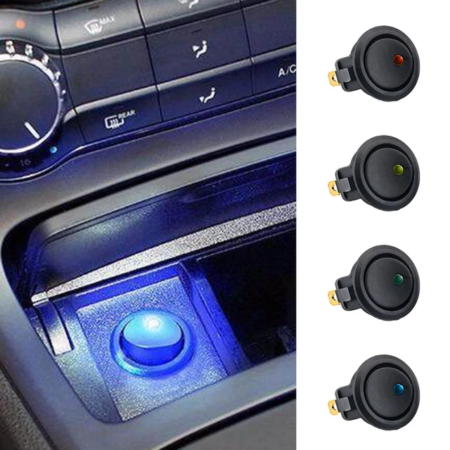Rocker Switch with LED Circle Toggle 12V 20A On Off Snap in Switch w/ LED Light