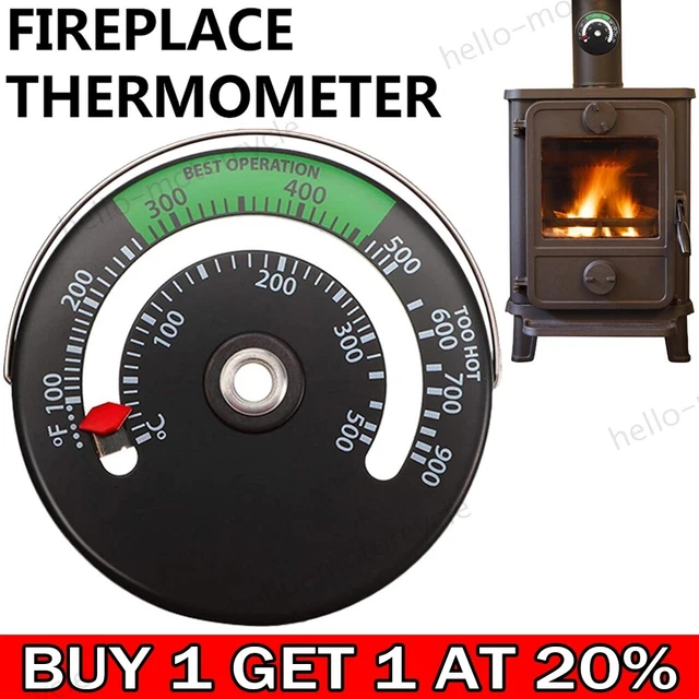 WOOD STOVE Pipe Fire place Heat Temperature Gauge Thermometer