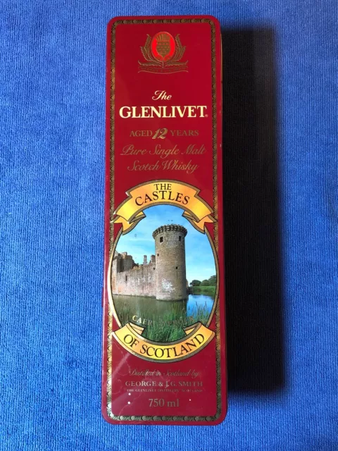 Glenlivet 12 Year Old Scotch Hinged Top Collectable Tin Castle Series.
