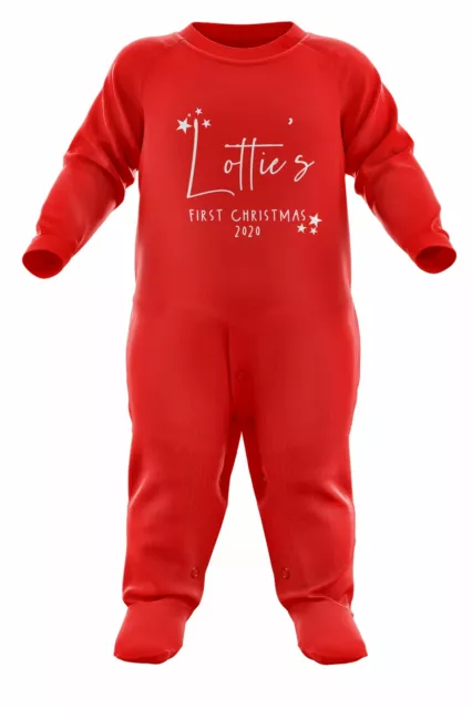 Baby First Christmas Star Romper Suit Personalised Cute Outfit For Festive Nove