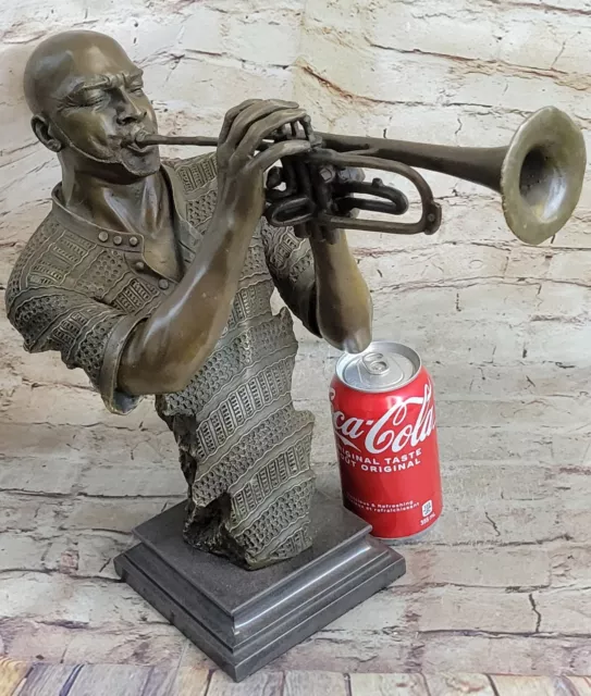 African American Trumpet Horn Player Jazz Musician Bronze Marble Statue Sale 2