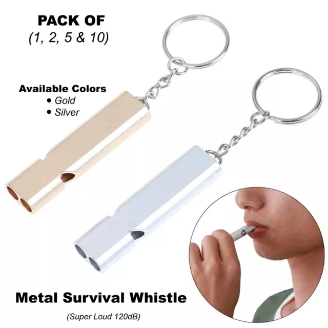 Metal Survival Whistle Super Loud 120dB Emergency Distress Whistle, Hiking, Dogs