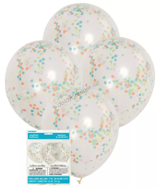 6 Colour Confetti Clear Party Balloons Wedding Birthday Decoration 30cm Helium