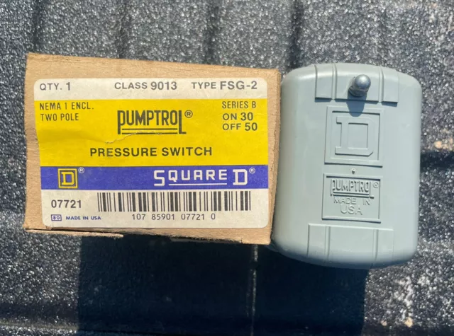 SQUARE D Pump Pressure Switch Pumptrol 30-50 PSI 9013FSG2 FSG-2 New Surplus