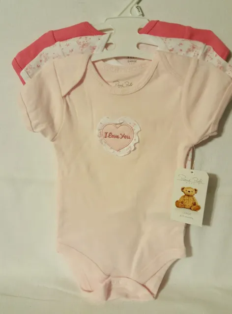 Rene Rofe Baby Girl 3 Pack Bodysuit Set - Large (6-9 month) - Pinks - NWT