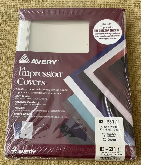 Avery 03-530 1st Impression 1/16” Capacity Covers Classic White, For 1-15 Sheets