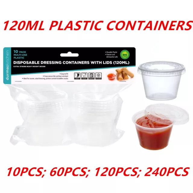 120ML Plastic Dressing Dipping Sauce Disposable Small Container Cups with Lids W