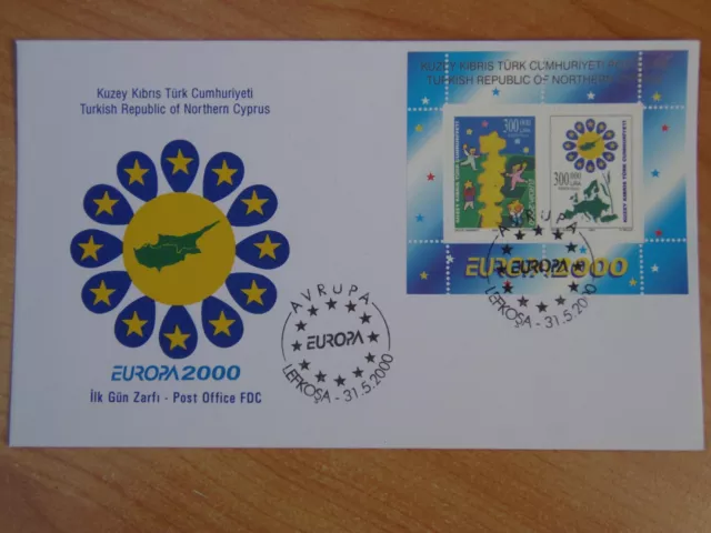 CEPT/EUROPA UNION-Ersttagsbrief/FDC Mi-Nr. türk.Zypern Block 19, 2000,  M€ 10,00