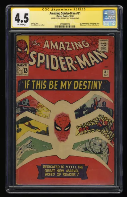 Amazing Spider-Man #31 CGC VG+ 4.5 Signed SS Stan Lee! Marvel 1965