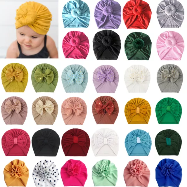 Newborn Toddler Baby Turban Hat Bowknot Head Wrap Kids Boy Girl India Beanie Cap