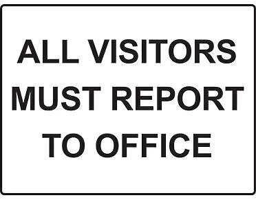 All Visitors Must Report To Site Office' Sign, Non Adhesive Rigid PVC 600mm X 200mm P82949