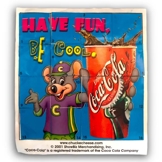 🌟RARE 2001 Chuck E Cheese Entertainment Coca Cola Collectible Sticker Puzzle🌟