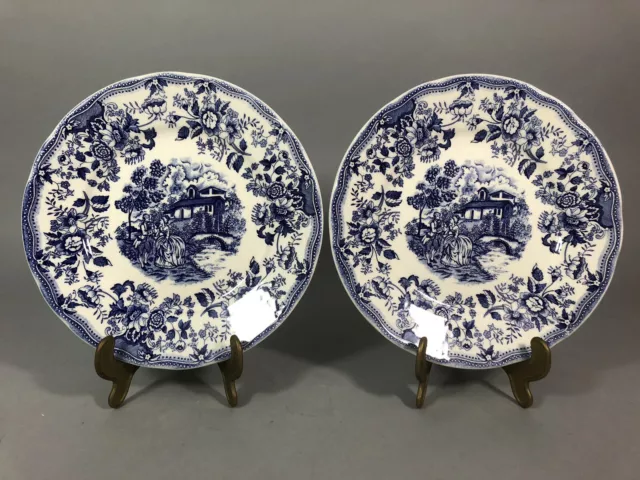 Faïence Anglaise Paire d’assiettes IRONSTONE TABLEWARE Décor bleu et blanc