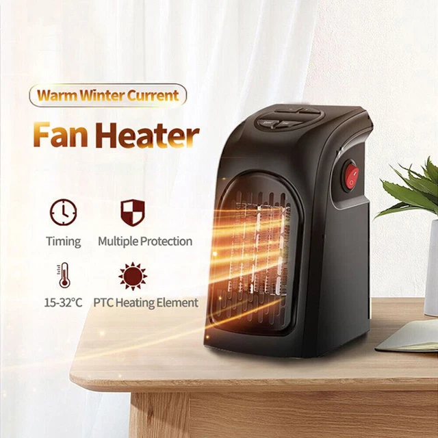 Portable Electric Mini Space Heater Fan Adjustable Thermostat 400W for Home