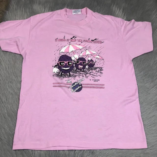Vintage Rare Pink 1988 Washington Raisins Heard It Thru Storm Clouds Pink Shirt
